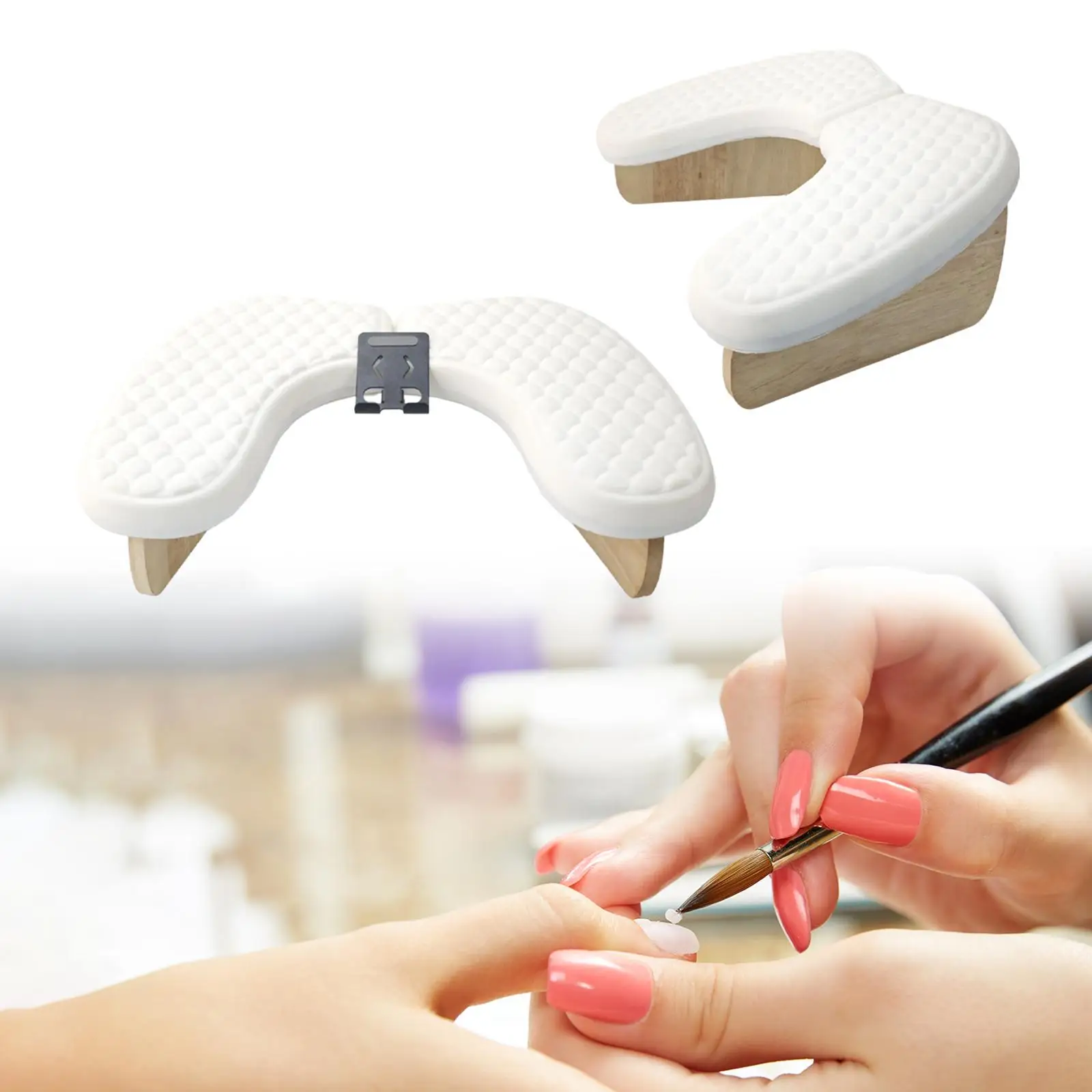 Premium Manicure Arm Rest Stable Nail Hand Stand Ergonomic Wood PU Leather Support for Nails Design and Art Decoration Tools