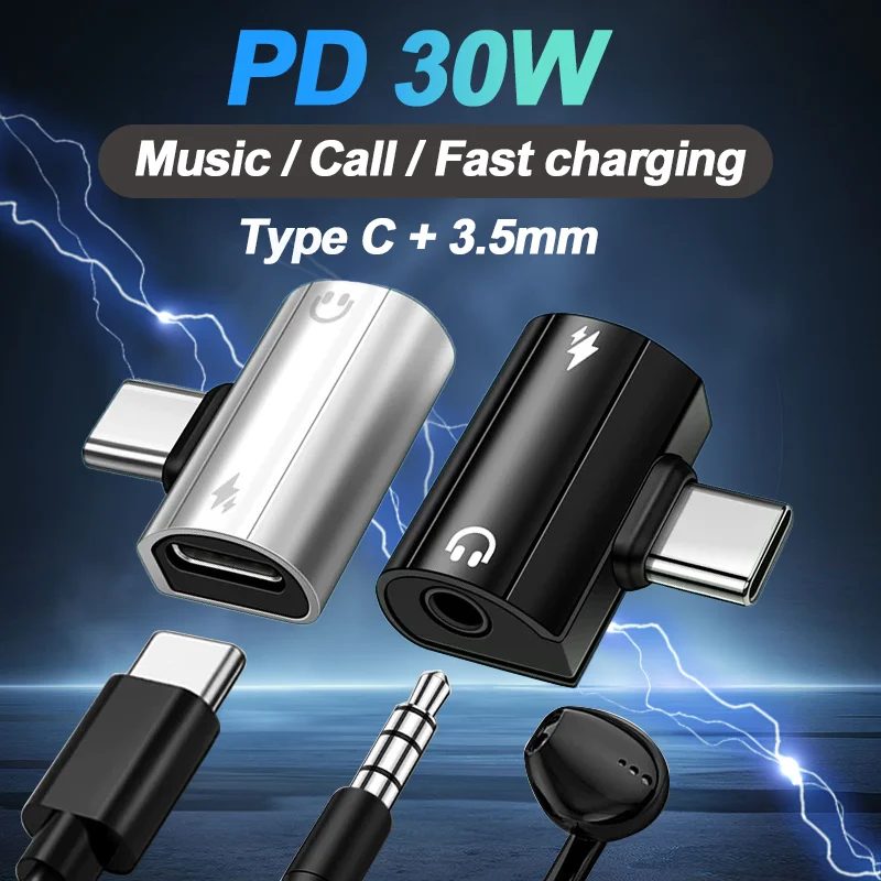 Adapter USB typu C do słuchawek i ładowarki 3,5 mm Rozdzielacz szybkiego ładowania 30 W z gniazdem Aux Audio do Samsung Galaxy S24 23 Ultra