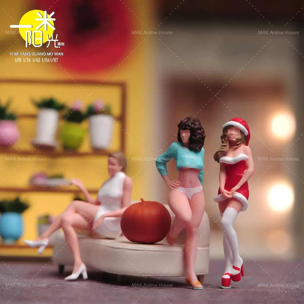 Miniatures Figures 1/64 Home Sexy Beauty Sisters Party Pumpkin Model Decoration Creative Photography Scene Dolls Toys