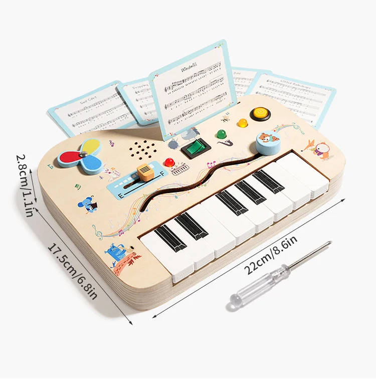 Planche de musique électronique LED en bois, Piano, interrupteur, jouets éducatifs physiques Montessori pour enfants, formation aux compétences quotidiennes