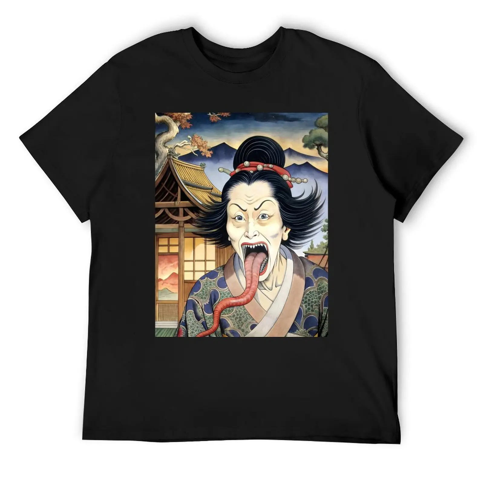 

Japanese yokai rokurokubi urban legends creepy geisha ukiyo e yokai woodblock printing T-Shirt custom t shirt mens t shirts pack
