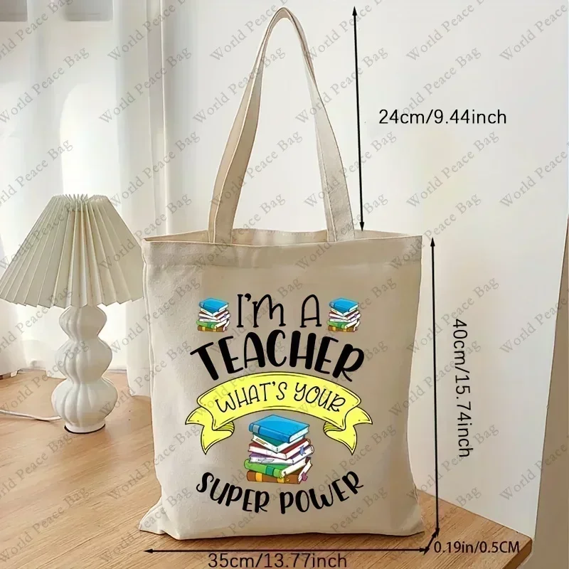 i-FRB2  I'm A Teacher What's Your Super Power Canvas Shopping Tote Bag