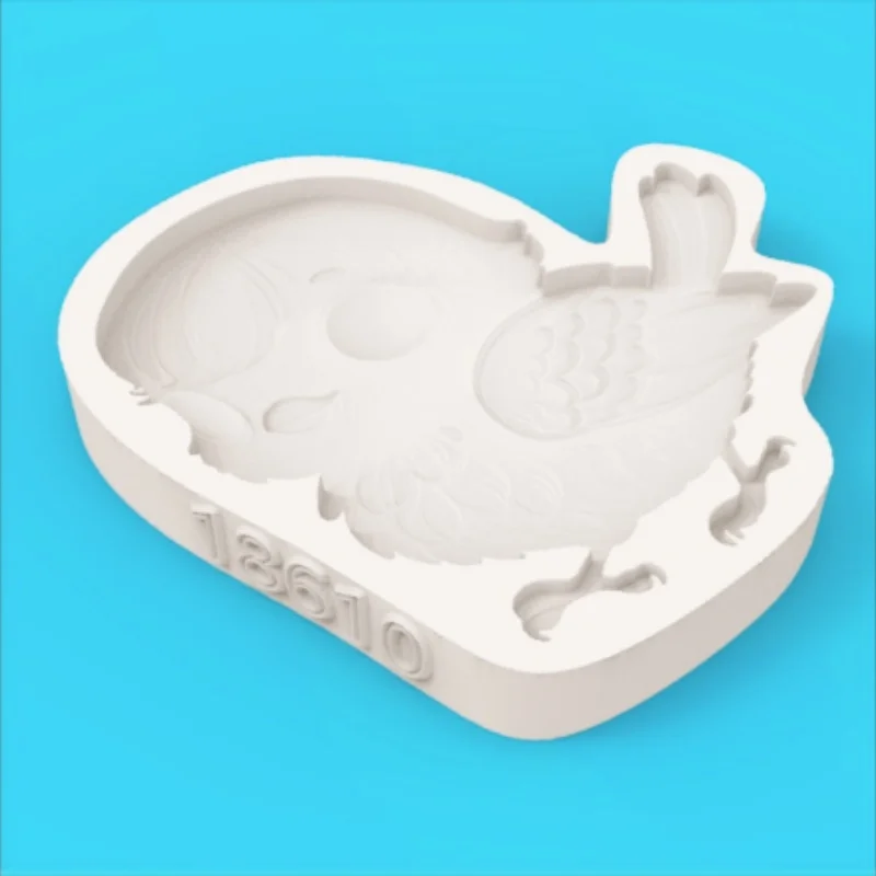 Cute Feathered Bird with Big Eyes Cartoon Mold, Healing-Style Dessert Chocolate Fondant Decoration DIY Silicone Mold view 4