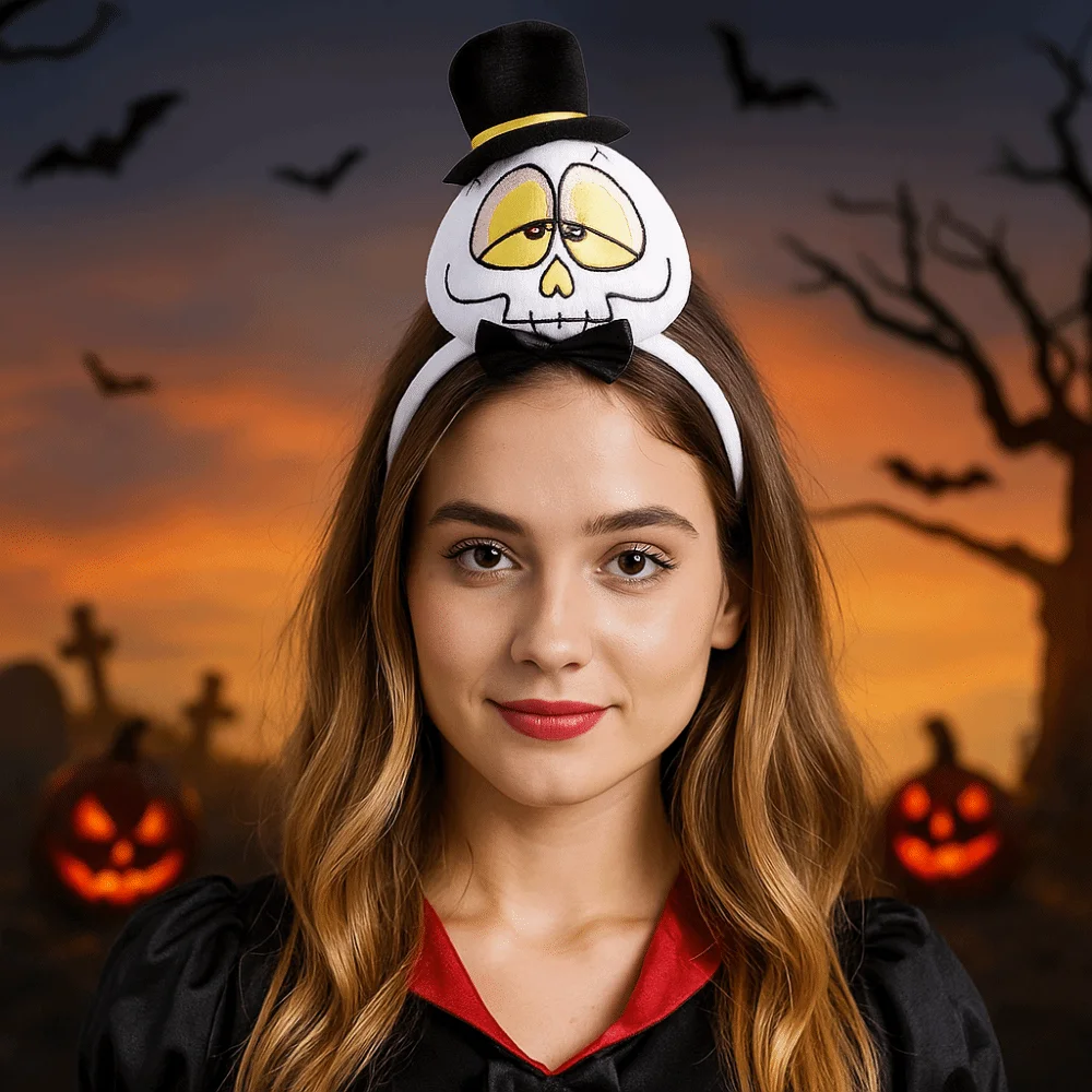 

Personality Pumpkin Halloween Headband Skeleton Bat Halloween Hair Hoop Ghost Plush Catoon Hairband Haunted House
