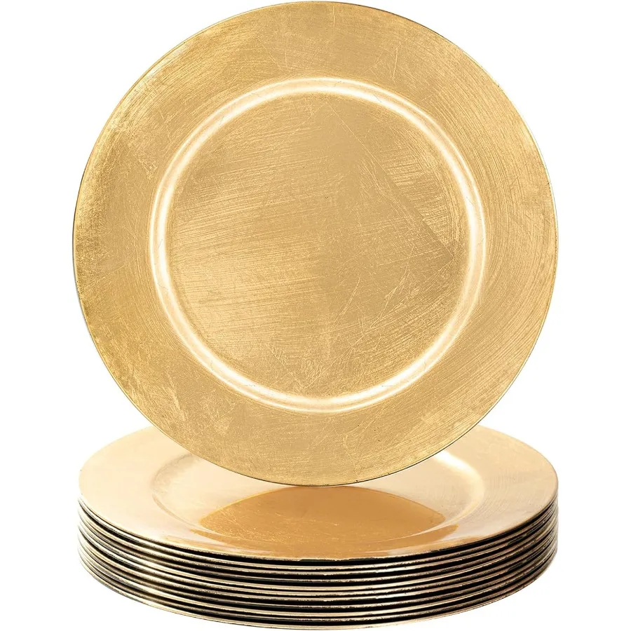 

Foil Gold Charger Plates Set of 12 13" Plate Chargers for Dinner Plate Plastic Round Chargers for Table Setting Wedding Bulk