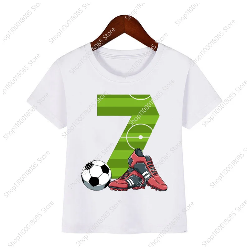 Numero di compleanno di calcio stampato t-Shirt bambini calcio compleanno ragazzo t-Shirt numero personalizzato nome divertente carino regalo camicia