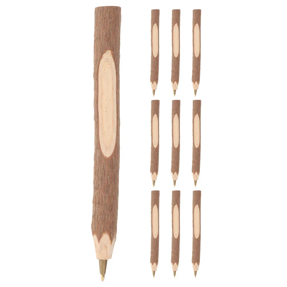 

10 Pcs Ballpoint Pen Writing Pens Convenient Cerative Wood Desktop Multicolor Bark Drawing Comfortable Grip Delicate