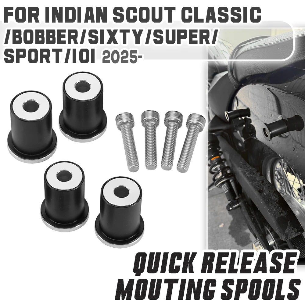 For Indian Sport Scout /101 Scout /Super Scout Classic Sixty Bobber Limited 2025 26 Quick Release Saddlebag Mounting Spools Kit