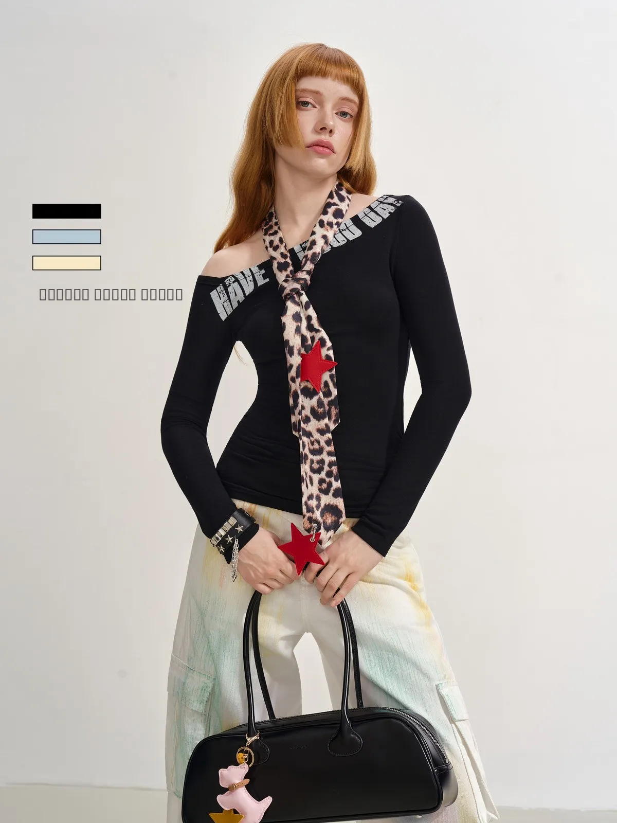 

Женская приталенная футболка Sofitte 2025AW с принтом, повседневная, из смесовой шерсти, эластичная ткань, осенняя одежда