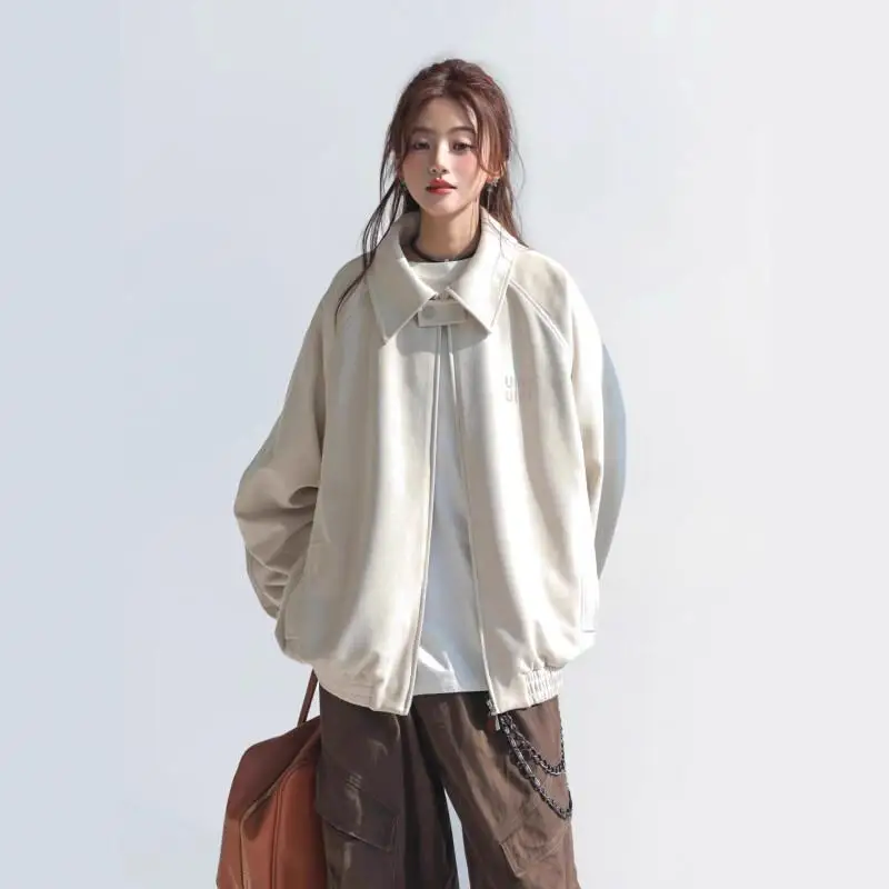 

Новая модель для отдыха в американском стиле, женское розовое пальто, свободное ретро, весенне-осенняя универсальная бейсбольная рабочая одежда, топы, куртка с лацканами