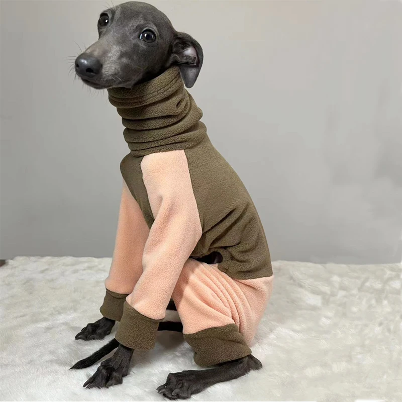 Whippet, Italian Greyhound Clothing Fleece Pajamas Color Block Jumpsuit Jumpsuit Winter Warm Medium Dog Clothes