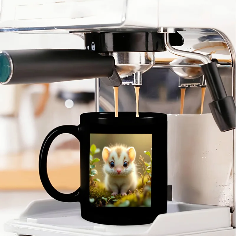 Cute Cartoon Hamster Colorful Print Ceramic Coffee Mug 11oz 350ml Personalized Custom Mug Microwave Safe Cute Aesthetic Mug Birt