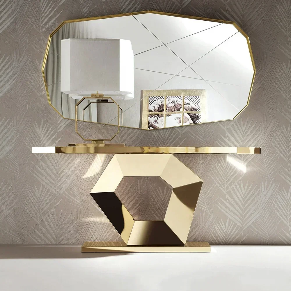 Living room furniture, entrance to foyer, stainless steel modern control console with mirror Hot sales