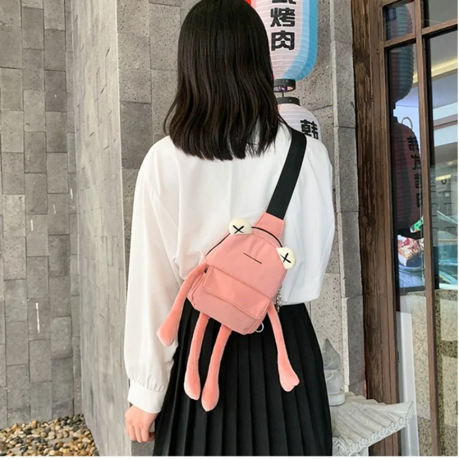 

Single-shoulder bag, fashionable cartoon mini Instagram cute bag, Korean-style frog couple plush toy sling backpack