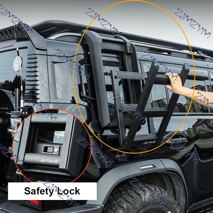 Fit For Cherry Jetour Traveller T2 2024 Jetour T2 Roof Side Ladder Aluminum Alloy Rear Window Folding Ladder Rack