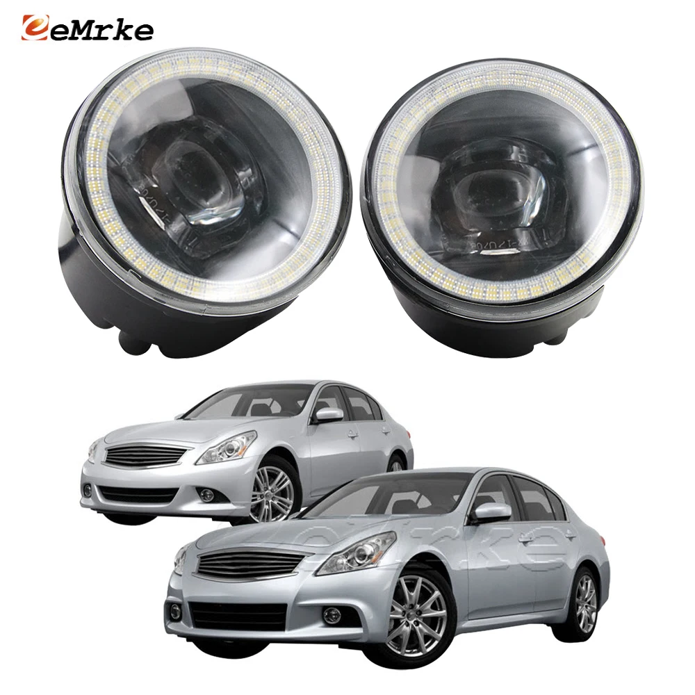 

LED Fog Lights with Lens for Infiniti G25 G25x G37 G37S Q60 Q40 V36 2010 2011 2012 2013 2014 Angel Eye DRL Daytime Running Light