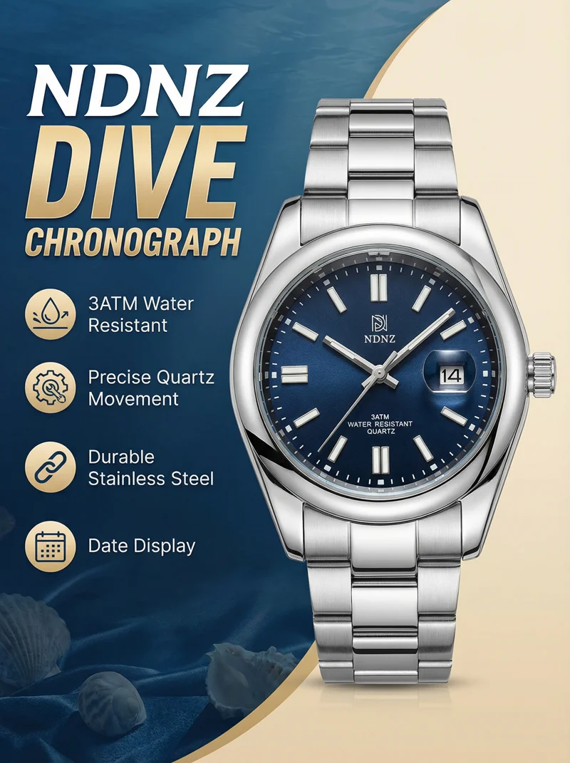 

Новые парные часы NDNZ 2026 с японским кварцевым механизмом, водонепроницаемые, со стальным ремешком, стильный подарок для него и для нее