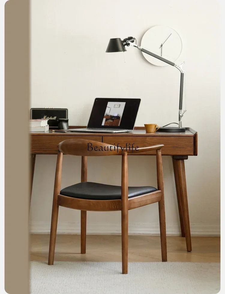 

Solid wood small apartment retractable desk household desk ash wood corner table
