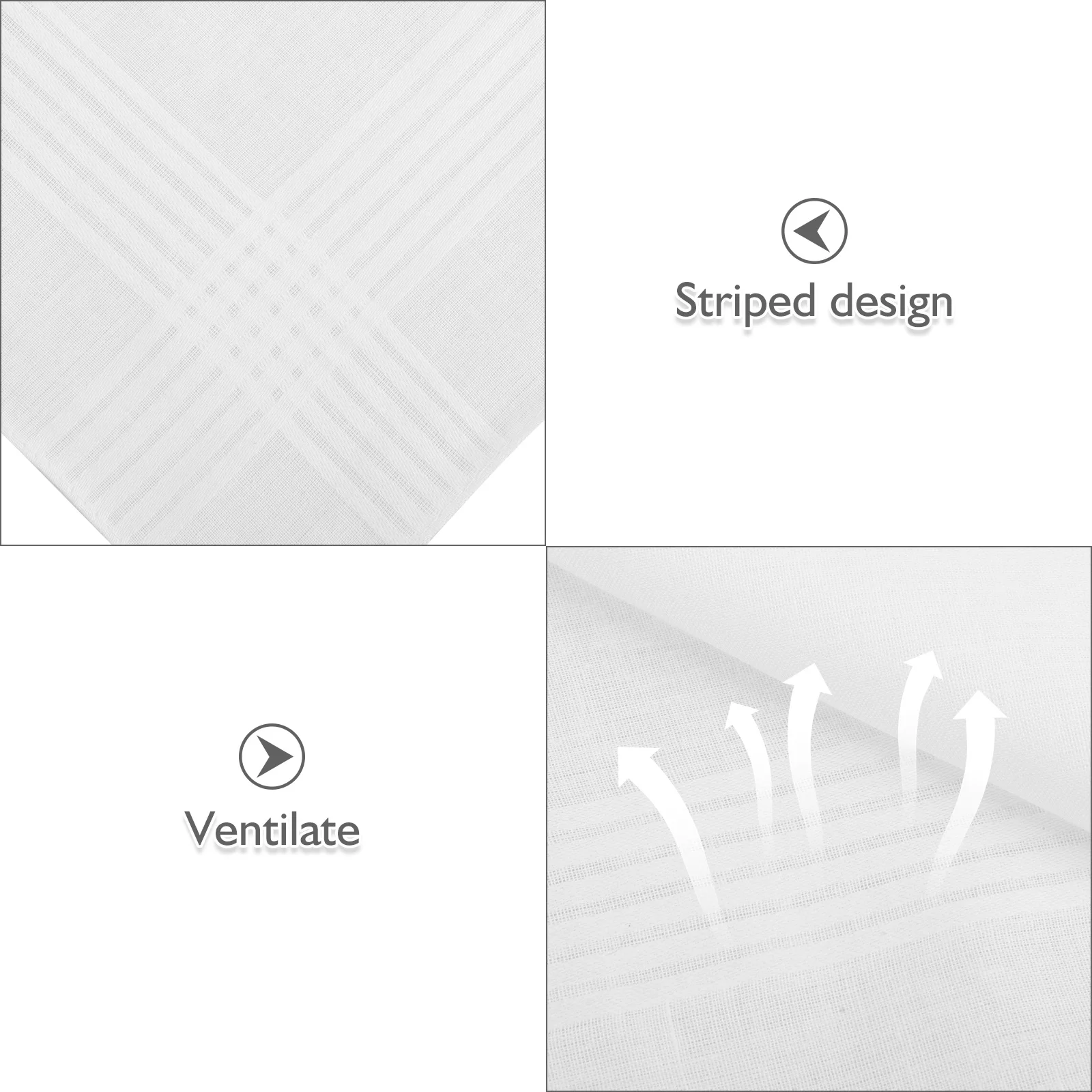 12pcs 남성용 손수건 40Cm 흰색 면 스트라이프 격자 무늬 패턴 비즈니스 정장 착용을위한 다목적 포켓 스퀘어 재사용 가능