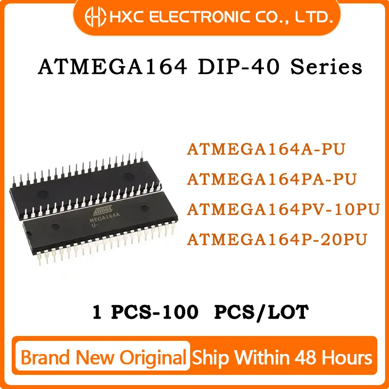 Brand New Original ATMEGA164A-PU ATMEGA164PA-PU ATMEGA164PV-10PU ATMEGA164P-20PU ATMEGA164 ATMEGA IC MCU Chip DIP-40