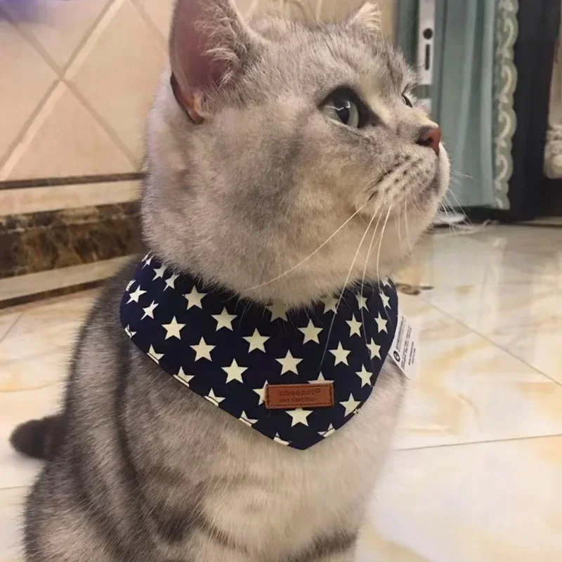 Dog Pet Cat Bandanas Puppy Reversible Scarf Soft Red Blue Saliva Towel Triangle Neckerchief For Medium Small Large Dogs