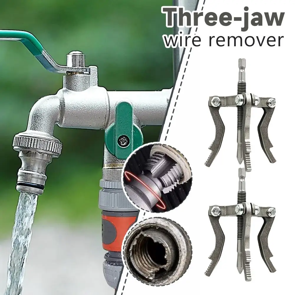 Broken Pipe Extractor Three Jaw Pipe Nipple Remover Serrated Grip Carbon Steel for Plumbers DIY Pipe Repair