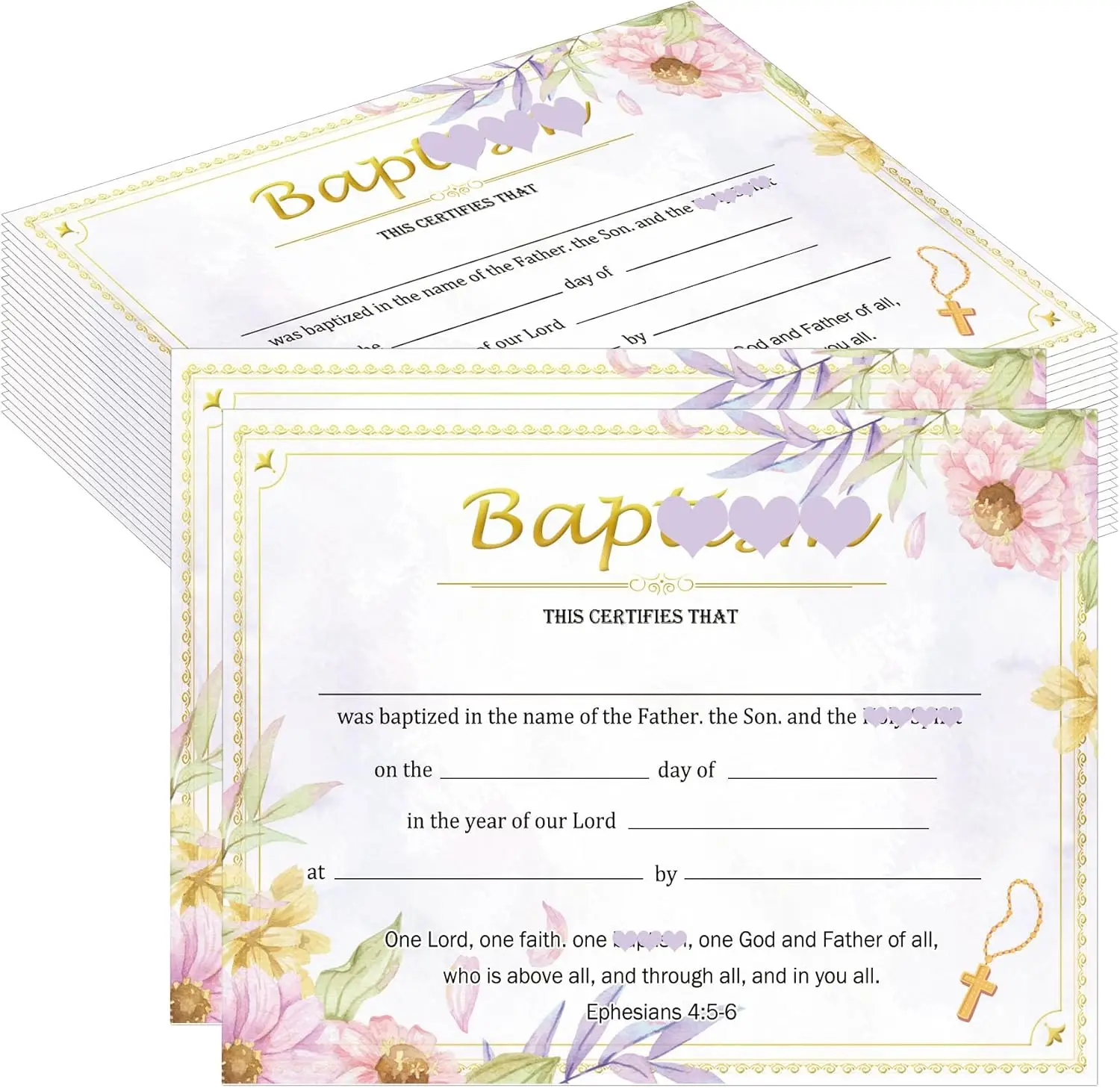 

Religious Confirmation Certificates Cards 8x10Inch Baby Dedication Award Certificate for Church Christening Recognition 25pcs