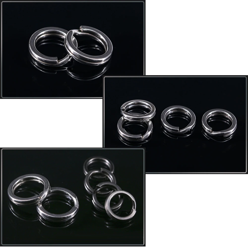 سبليت خواتم الصيد 50 ~ 100 قطعة الفولاذ المقاوم للصدأ إغراء خواتم المياه المالحة محطة أدوات سبليت خواتم الصيد موصلات المفاجئة خواتم #6