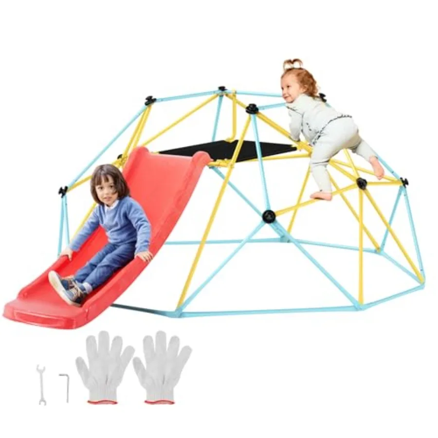 

Игровой комплекс Climbing Dome 8FT с горкой, геометрический купол-скалодром, выдерживает до 272 кг, простая сборка, для детей от 3 до 9 лет, с элементами для лазания