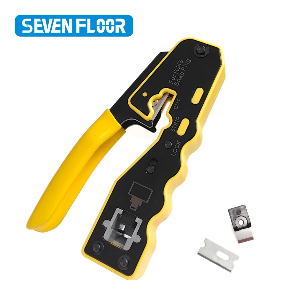 

Обжимной инструмент RJ45 Проходной обжимной инструмент Ethernet для разъемов RJ45 Cat6 Cat5 Cat5e со сменным лезвием