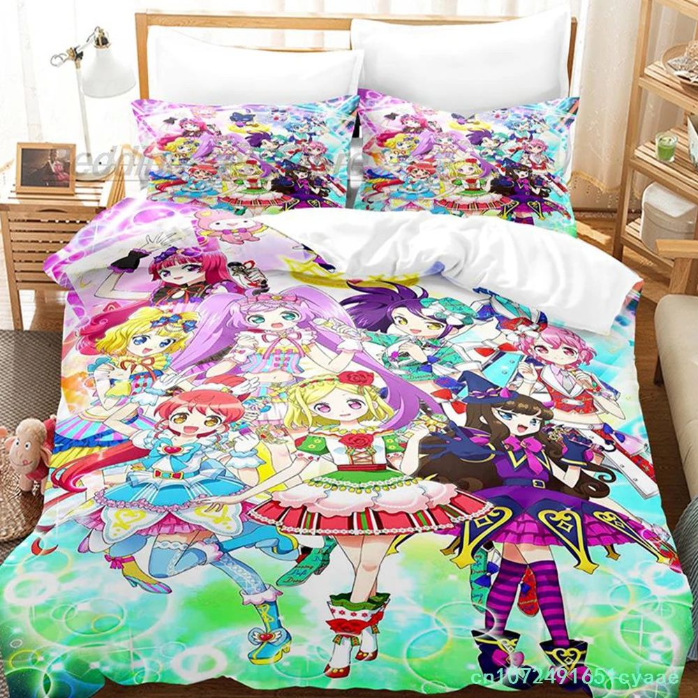 Kawaii Idol Time Pripara Bedding Set Single Twin Full Queen King Size Bed Set Aldult Kid Bedroom 3D Anime Bed Sheet Set
