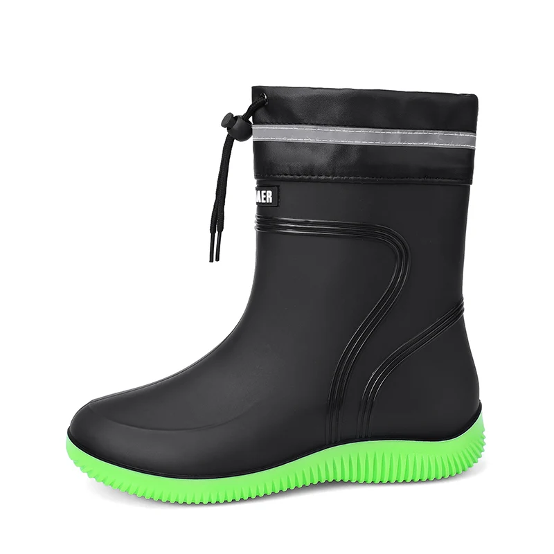 

Men's and women's casual rain boots and rain boots, waterproof mid-calf with fleece for warmth, casual men's shoes, chef's shoes