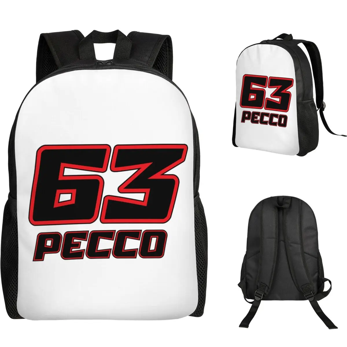 Pecco Bagnaia 63 バックパックホットセールデイパック大容量男の子女の子ブックバッグスクールバッグショルダーバッグ男性女性