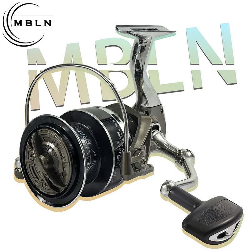 Große Spinnrolle, 30 kg maximale Zugkraft, Aluminiumspule und Griff, robustes Ganzmetallgehäuse zum Salzwasser-Surfen- und Bootsangeln