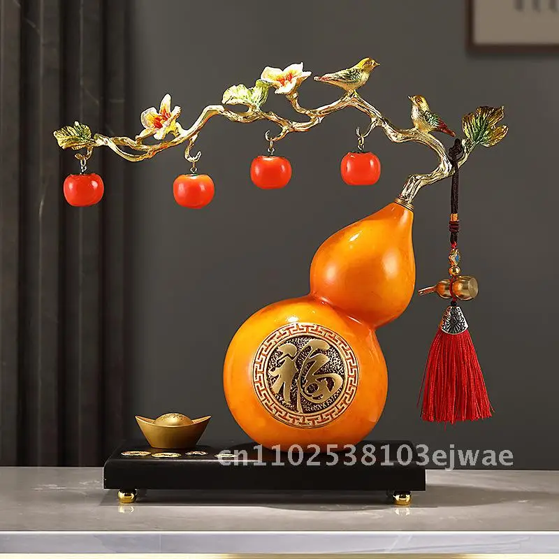 

Chinese Creative Gourd Ornaments Resin Hand-Painted Engraved Decorations for Entrance TV Cabinet Desktop Wine Cabinet Living