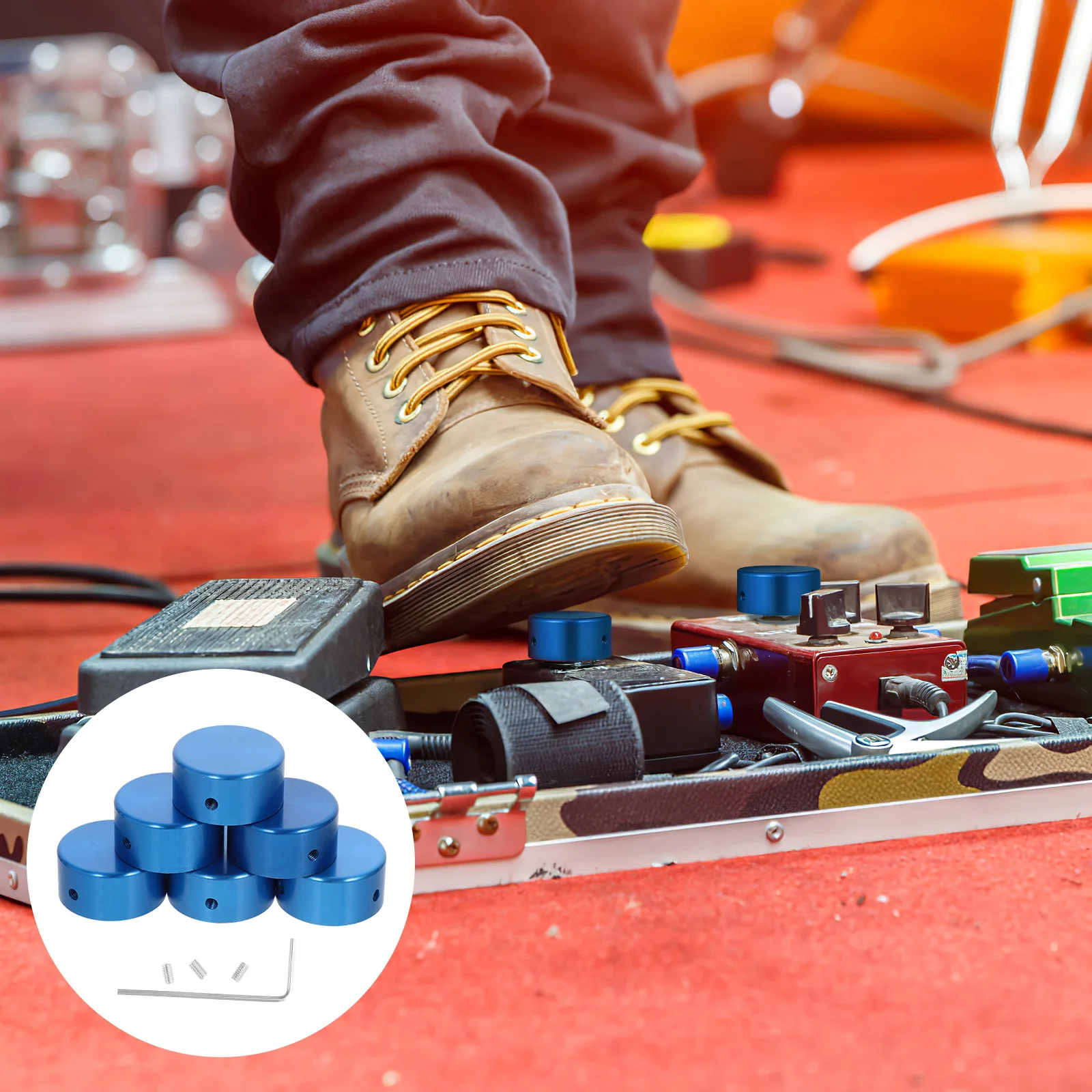 

Effect Pedal Metal Guitar Switch Cap Knob Protective Effects Footswitch Topper Blue Finger Protectors Knobs