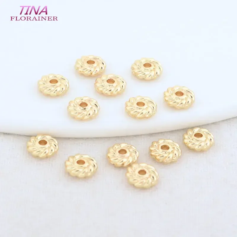 20PCS 6MM 14K Gold Color Brass Big Holes Wheels  Spacer Beads Bracelet High Quality Diy Jewelry Accessories