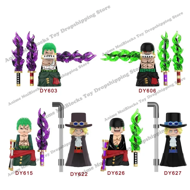 Santōryū Zoro Sandai Kitetsu Enma Shusui Wado Ichimonji Sabo Anime Figs Bricks Dolls Mini Action Toy Figura Assembling Toys Gift