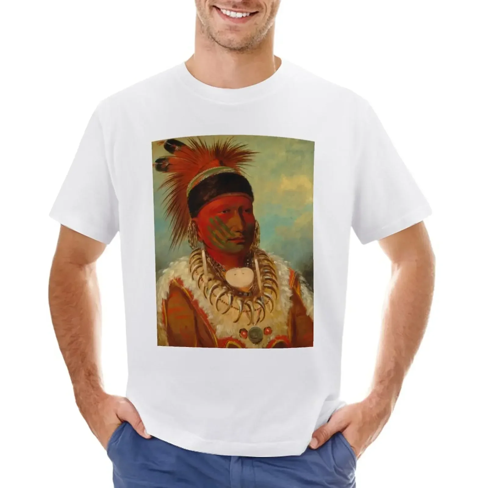 The White Cloud Head Chief of the Iowas by George Catlin T-Shirt boys whites funnys hippie clothes black t-shirts for men summer