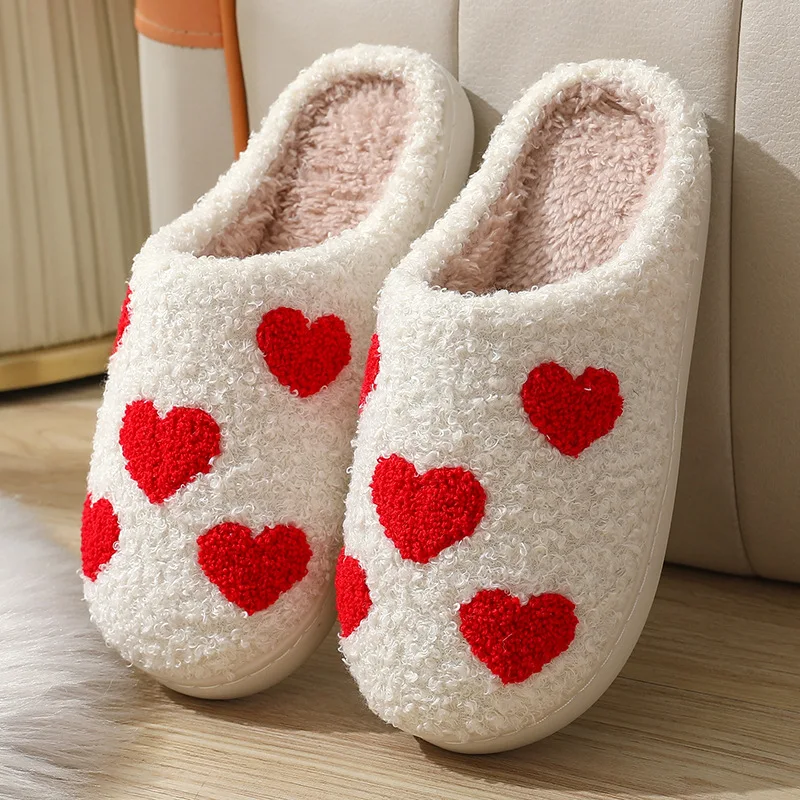 

Home Warm Winter Cotton Slippers Cute Soft Comfortable Couples Women Men Thick-soled Bedroom Plush Slides Indoor Non-slip Shoes