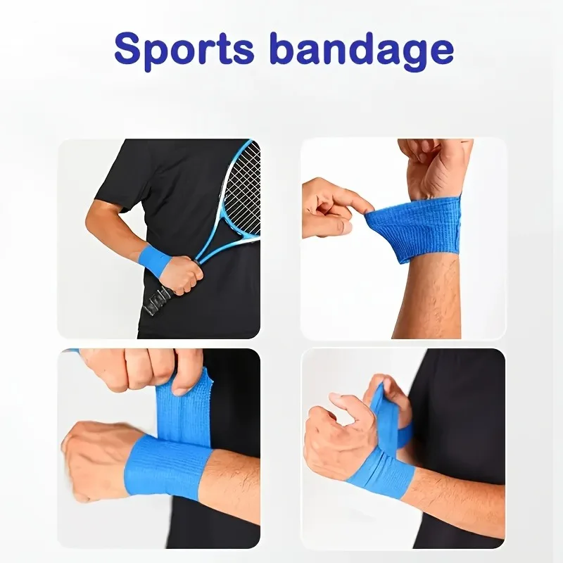 10 Rolls Beige Elastic Self Adhesive Bandage Tape Breathable Sports Wrap For Finger Wrist Ankle First Aid Gear
