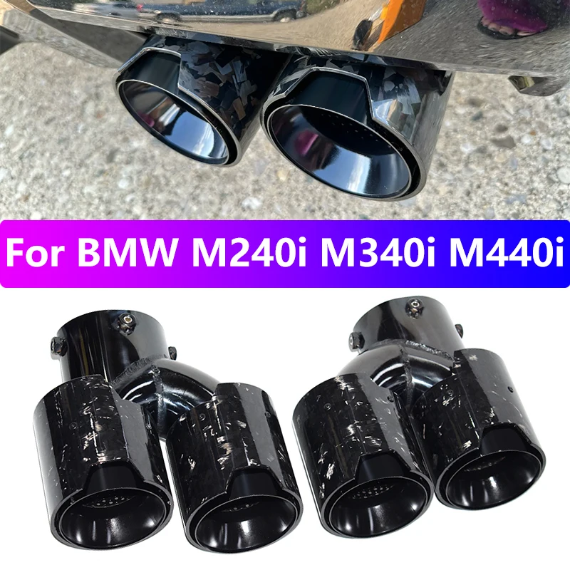 

1 pair for 2019- 2024 BMW G23 M440i G20 G21 M340i G42 M240i exhaust pipe upgrade carbon fiber black muffler nozzle tip