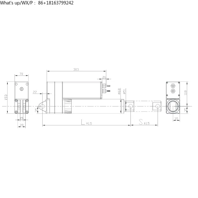Mini actuador lineal eléctrico de 3 vías 23 toneladas IP68 - Actuador de acero inoxidable para elevador de mecanismo de silla de 0-10 V