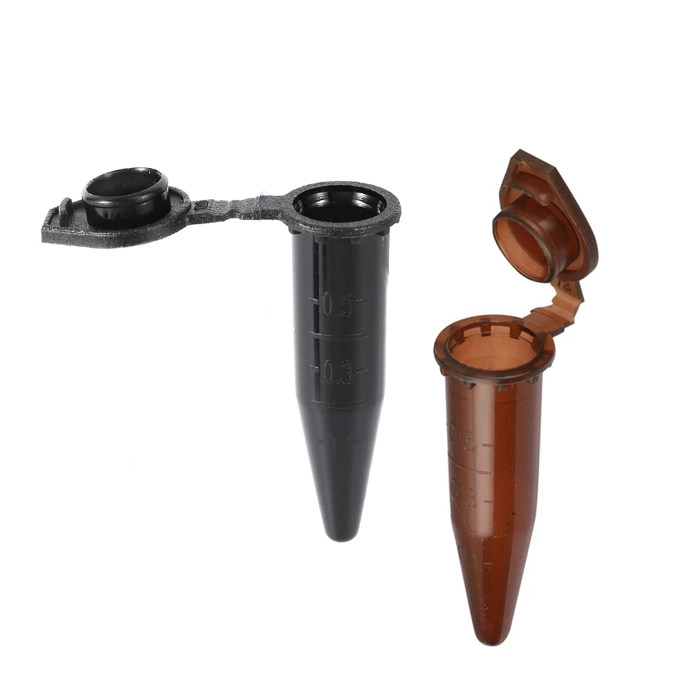 50Pcs Plastic 0.5ml Centrifuge Tube with Scale Brown ColorSnap Cap Cone Bottom Centrifugal Vial Laboratory Analysis Sample Vial