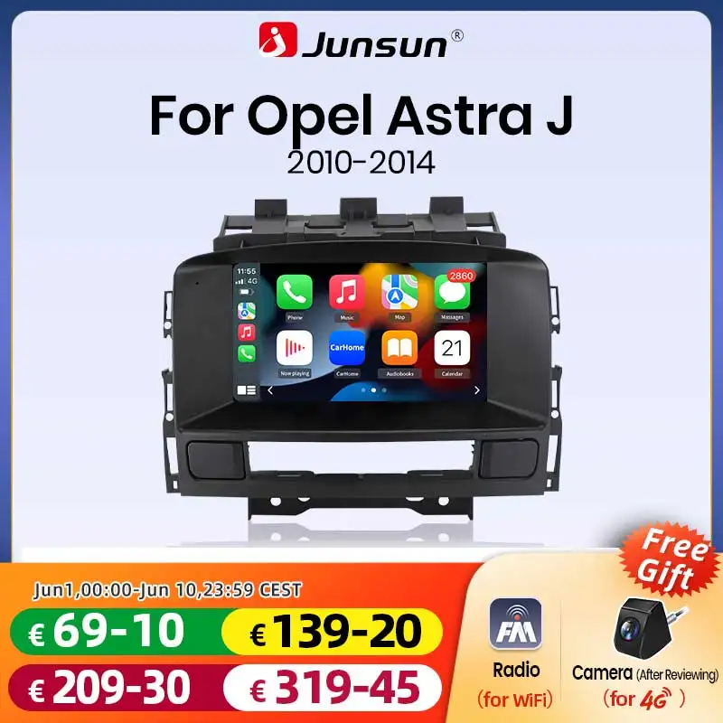 Junsun Autoradio für Opel Astra J 2011–2014 Buick Excelle GT XT GPS-Navigation Multimedia mit kabellosem Android Auto Carplay