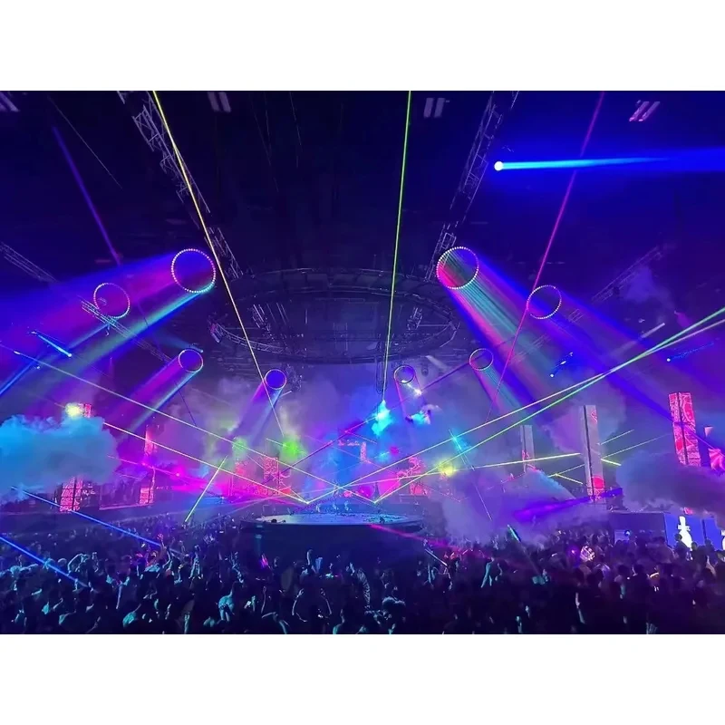 DMX Winch Stage Lifting Beam LED Circle Ring Light Night Club