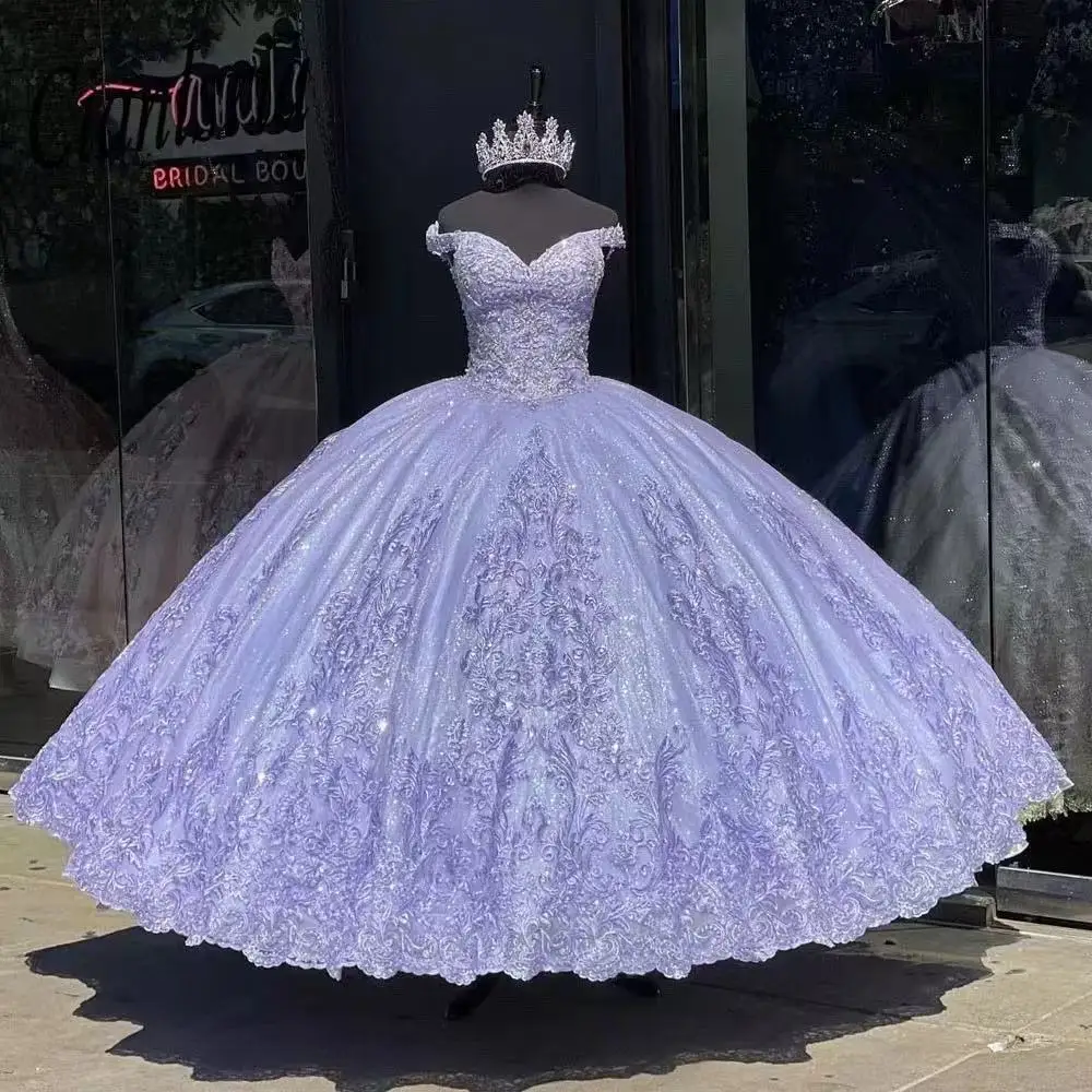 

Bealegantom Lace Off The Shoulder Ball Gown Quinceanera Dresses Appliques Sweet 16 Formal Prom Party Gown QA666