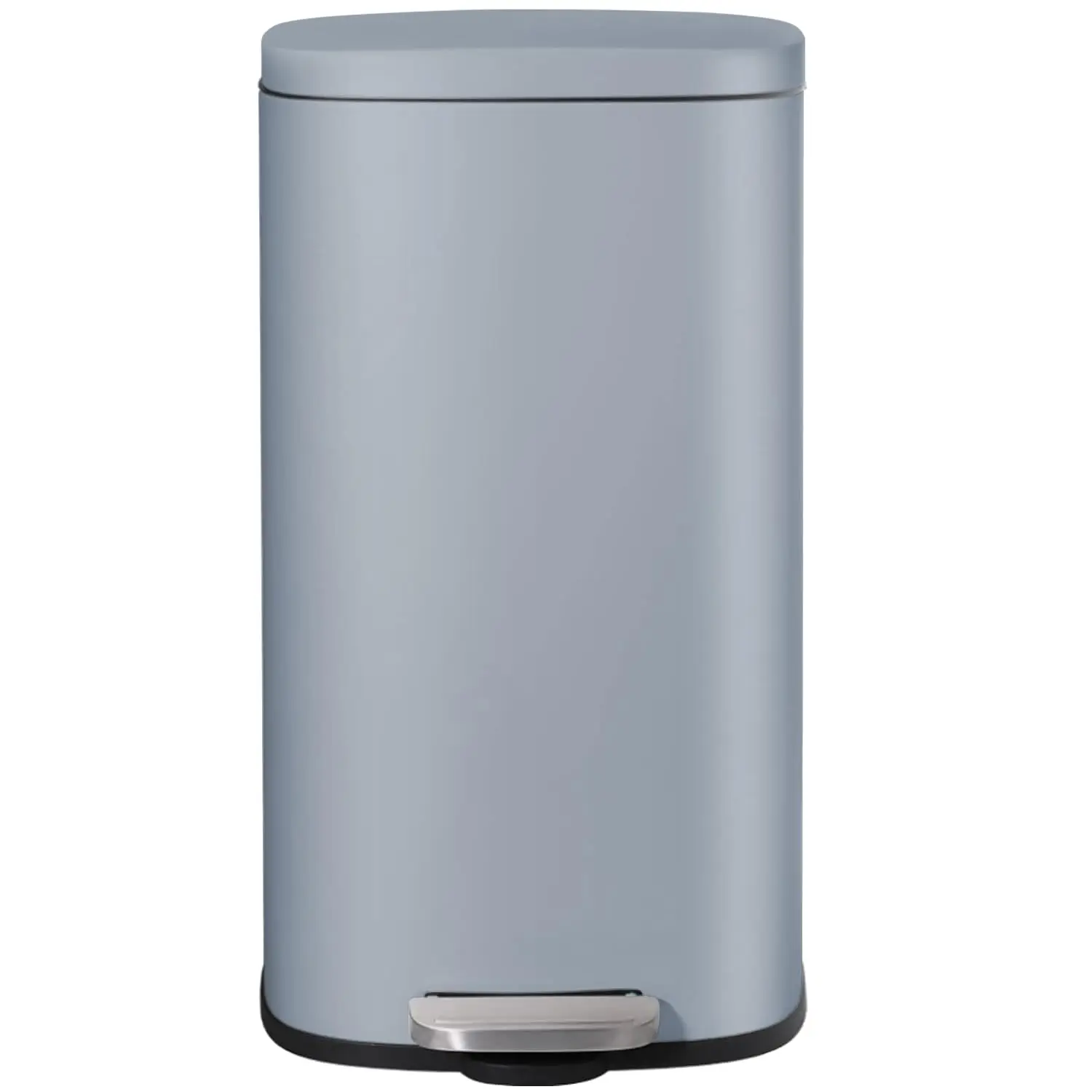 Trash Can, Stainless Steel Kitchen Garbage Can, Step Waste Bin with Hinged Lid and Removable Inner Bucket, Soft-Close,