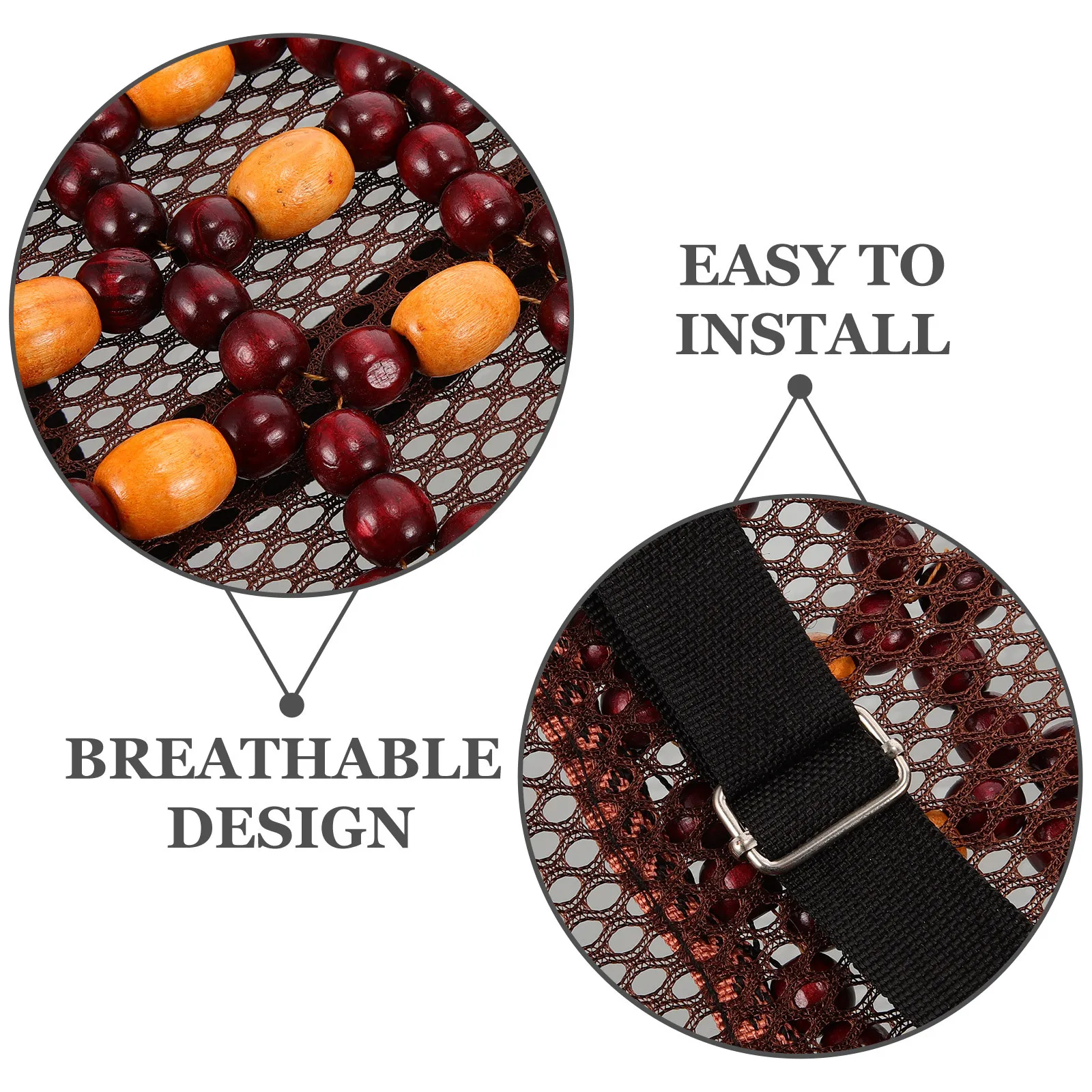 

Ergonomic Lumbar Support for Car Seat and Desk Chair Wood Bead Massage Backrest Pillow Comfortable Waist Support