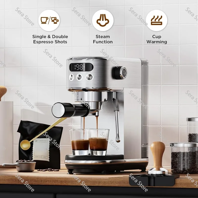 Semi-automatic coffee machine Italian extraction household small stainless steel coffee machine one-click cleaning